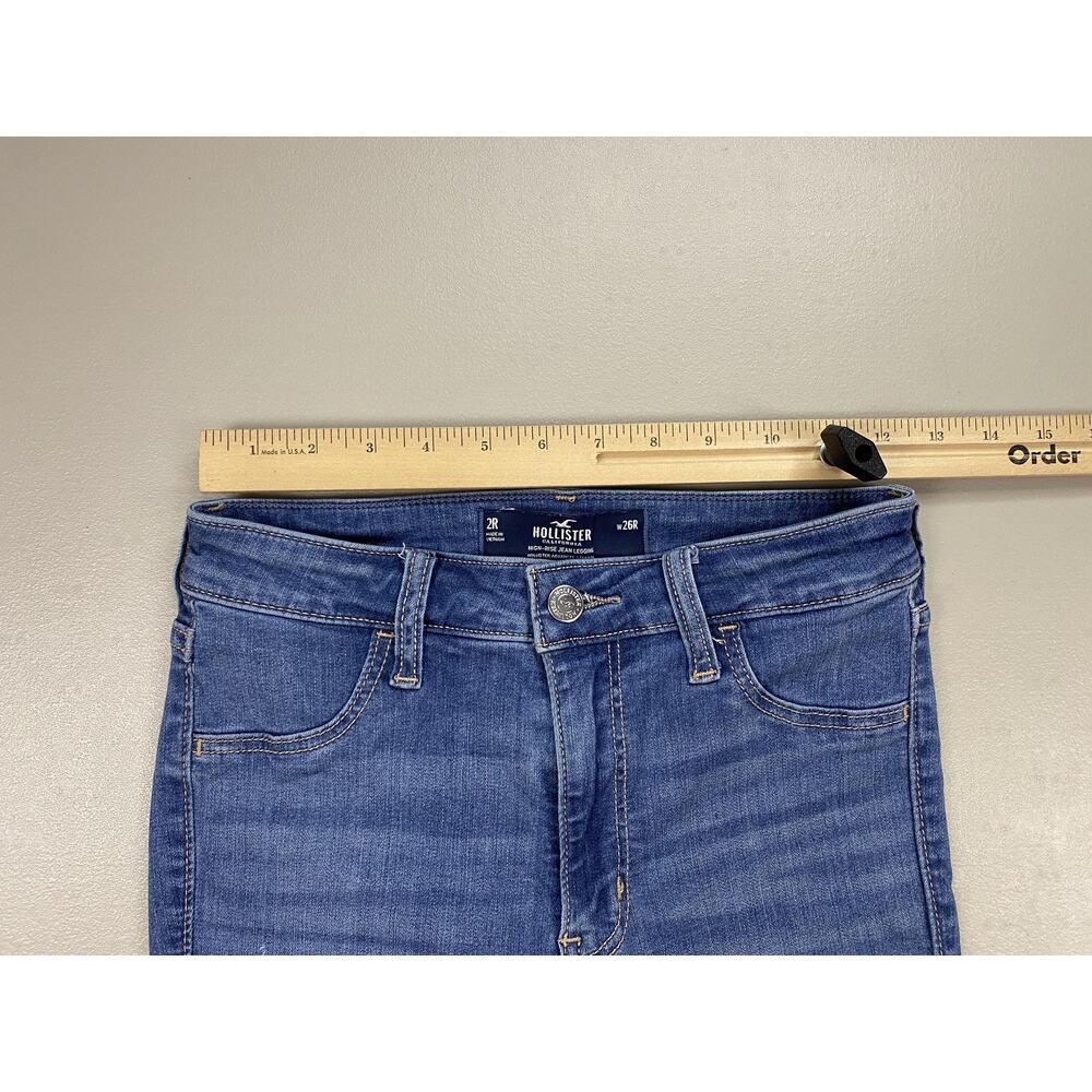 Hollister High Rise Jean Legging Jeans Womens 2R Blue Distressed Stretch 25x29 - Picture 4 of 12